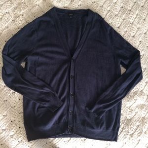 J crew navy cotton/cashmere cardigan